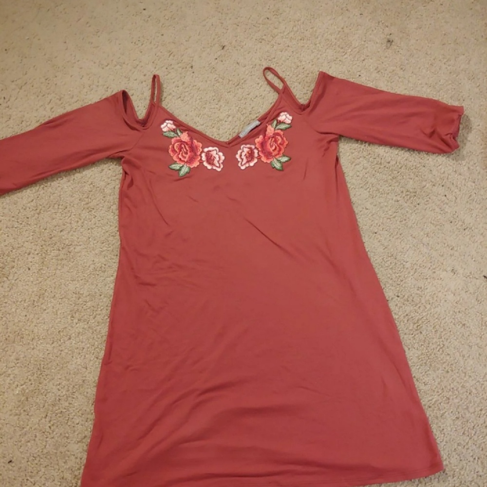 Suede red dress